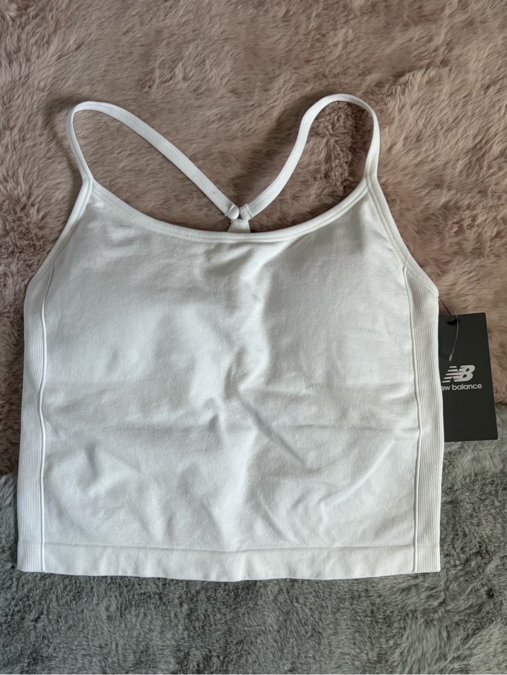 New balance white padded active tank